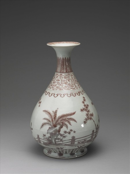 釉裡紅三友圖玉壺春瓶