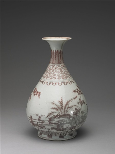 釉裡紅三友圖玉壺春瓶