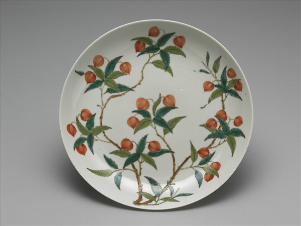 五彩折枝桃實盤