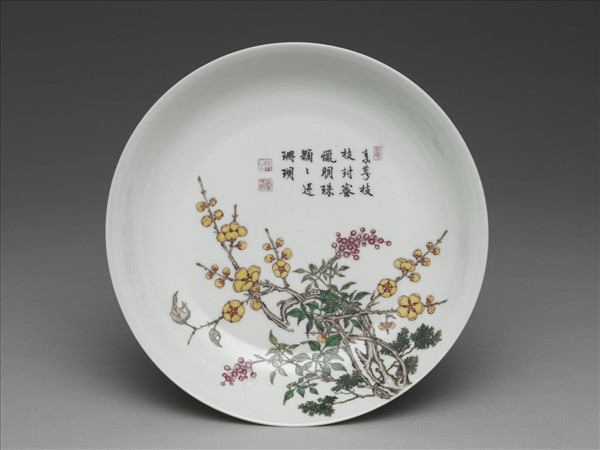 琺瑯彩三秀圖盤