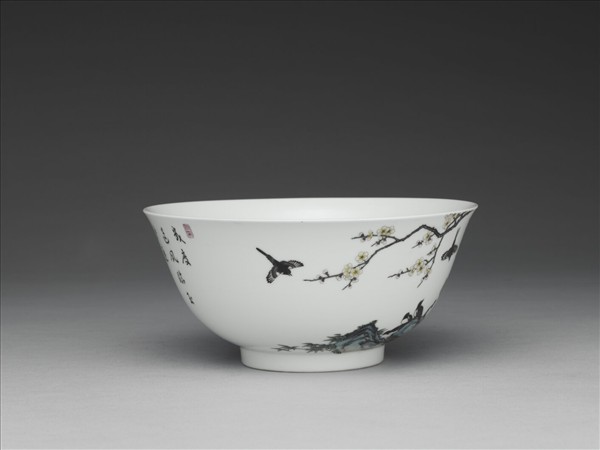 琺瑯彩瓷茶梅十二喜碗