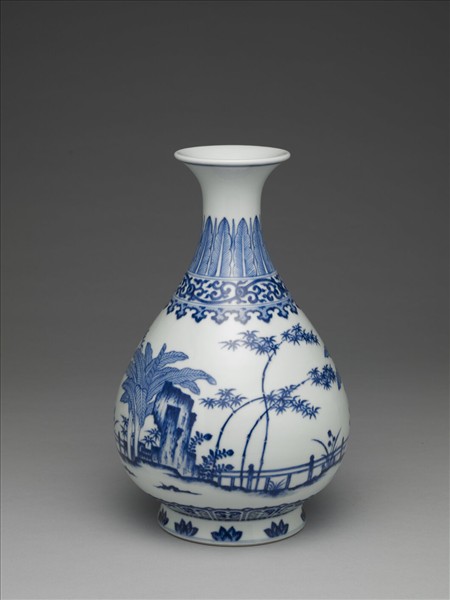 青花三友圖玉壺春瓶