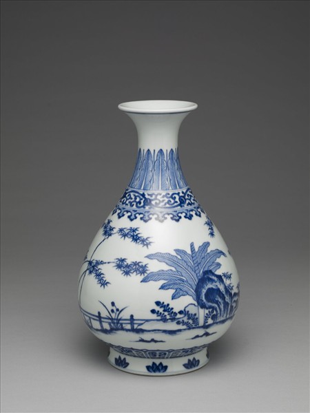 青花三友圖玉壺春瓶