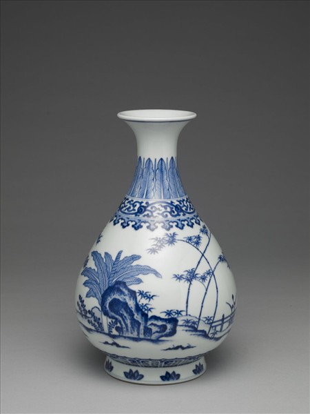 青花三友圖玉壺春瓶