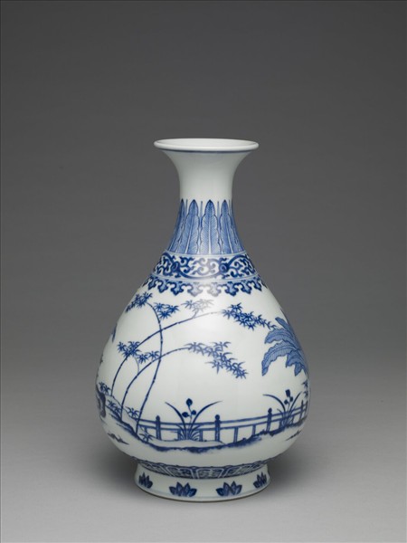 青花三友圖玉壺春瓶