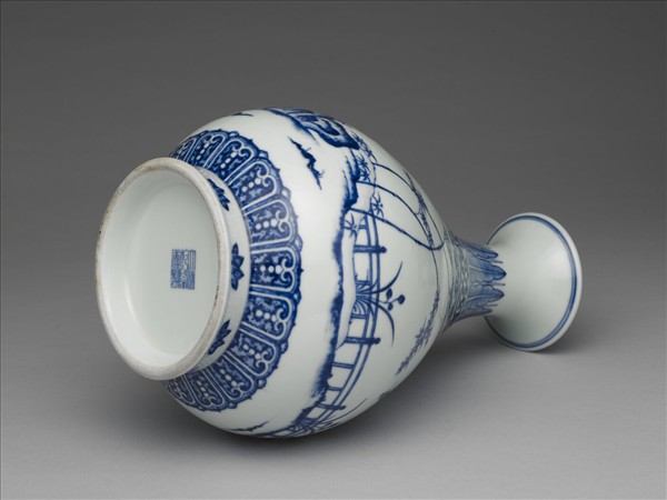 青花三友圖玉壺春瓶