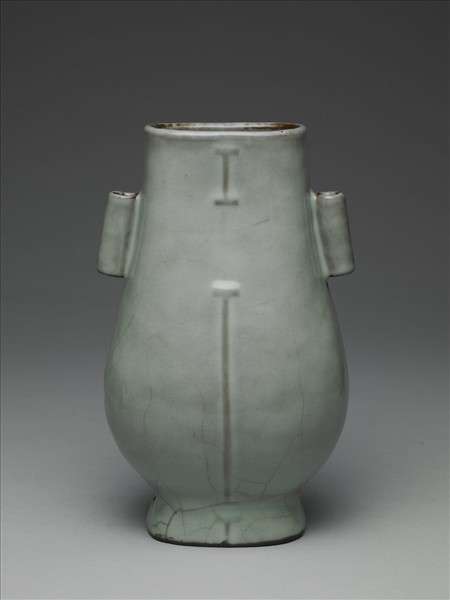 仿官釉貫耳瓶