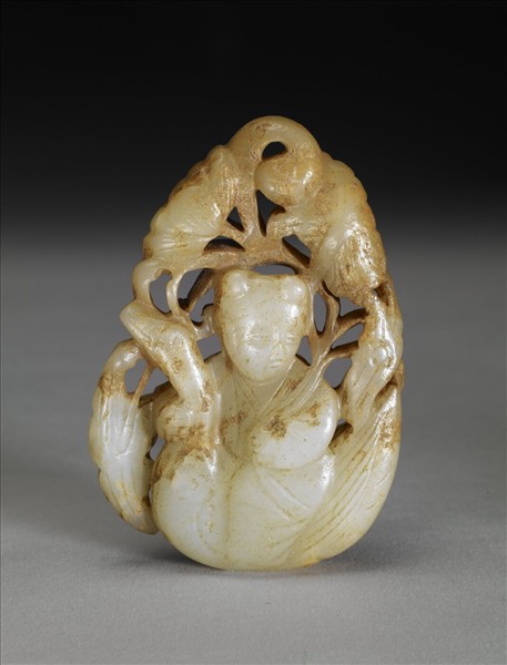 童子戲鵝玉霞帔墜