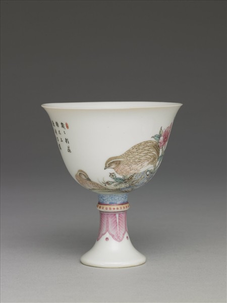 琺瑯彩月季雙安高足杯