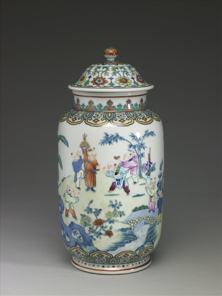 鬥彩嬰戲圖蓋罐