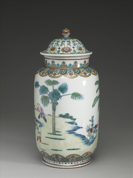 鬥彩嬰戲圖蓋罐