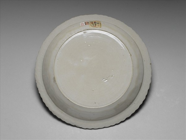 定窯 印花臥鹿百褶盤