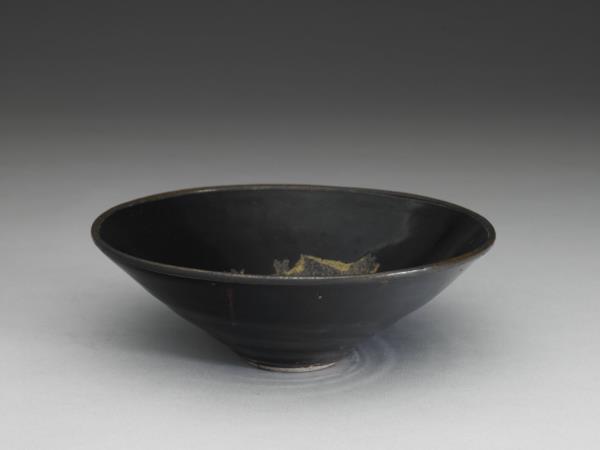 吉州窯 黑釉木葉紋茶盞