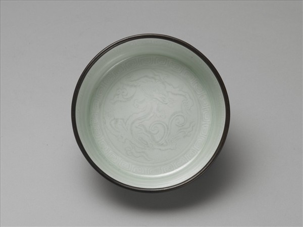 湘湖窯 青白瓷刻花龍紋洗