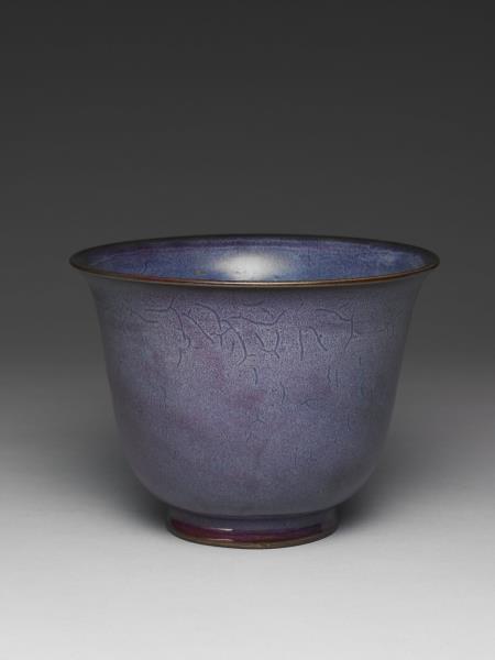 鈞窯 天藍葡萄紫釉仰鐘式花盆