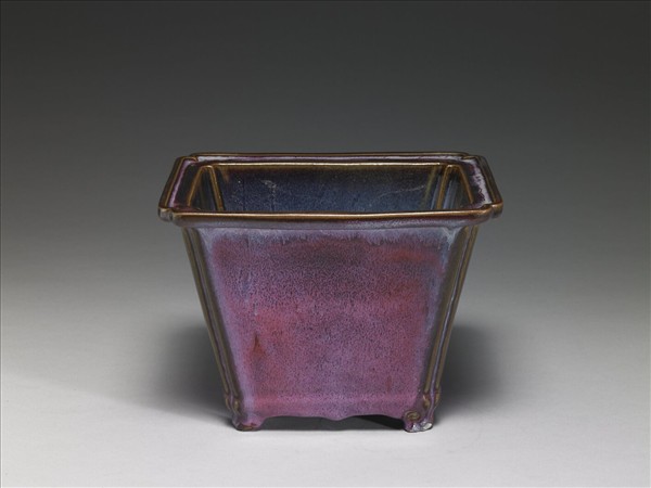 鈞窯 天藍葡萄紫釉長方花盆