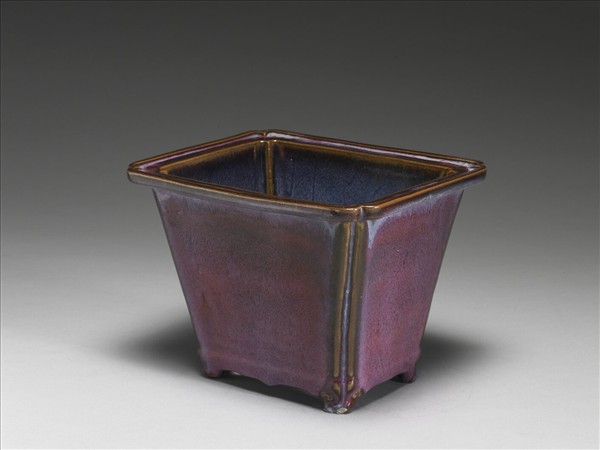 鈞窯 天藍葡萄紫釉長方花盆