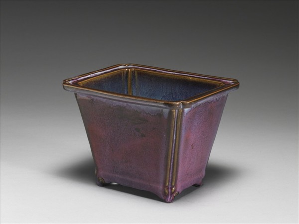 鈞窯 天藍葡萄紫釉長方花盆