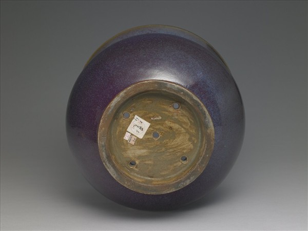 鈞窯 天藍葡萄紫釉渣斗式花盆