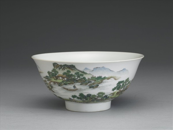 琺瑯彩山水人物圖碗
