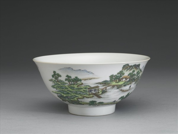 琺瑯彩山水人物圖碗