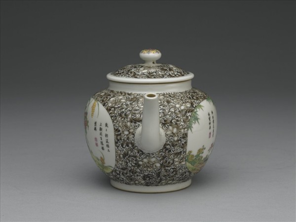 琺瑯彩喜報雙安圖茶壺