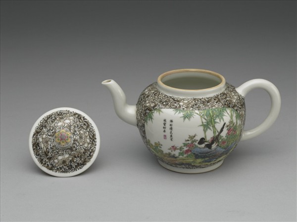 琺瑯彩喜報雙安圖茶壺