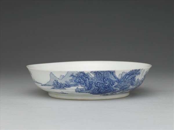 琺瑯彩青山水圖盤