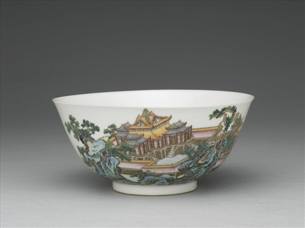 琺瑯彩山水樓閣圖碗