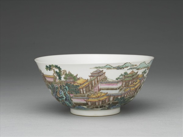 琺瑯彩山水樓閣圖碗