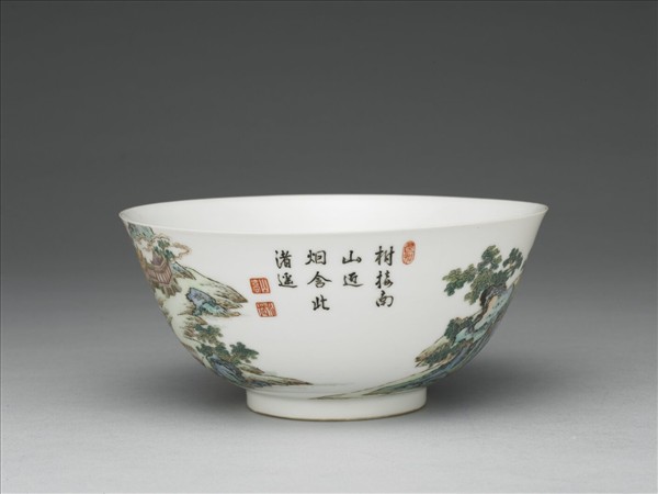 琺瑯彩山水樓閣圖碗