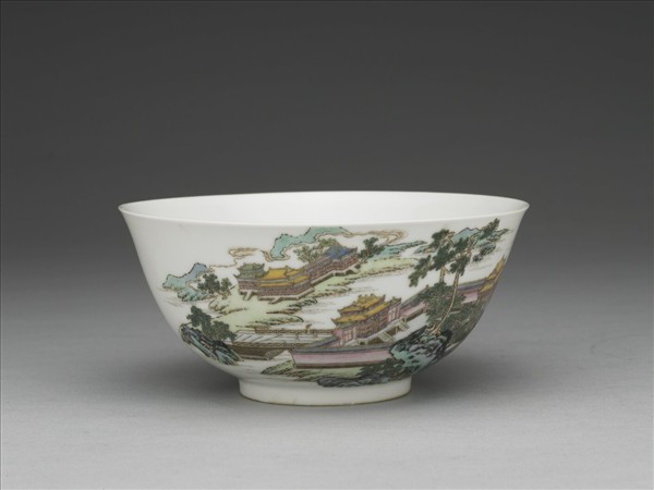 琺瑯彩山水樓閣圖碗