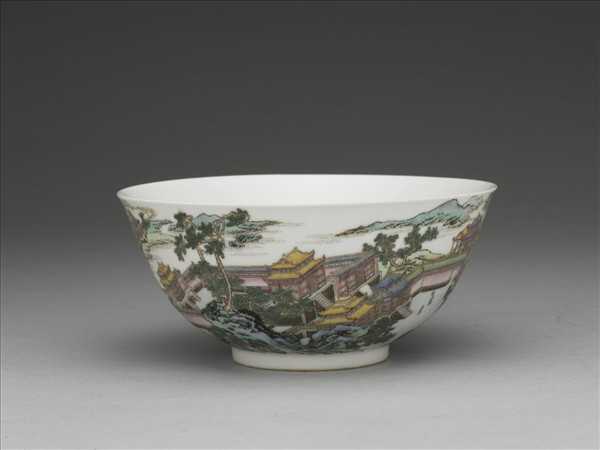 琺瑯彩山水樓閣圖碗