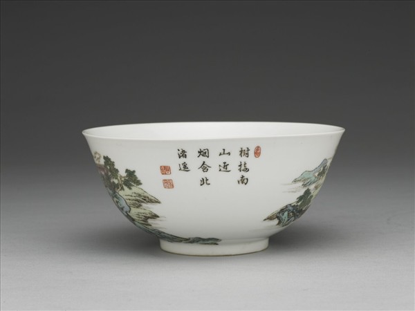 琺瑯彩山水樓閣圖碗