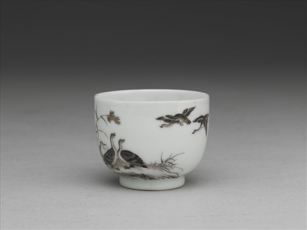 琺瑯彩赭墨蘆雁酒鍾