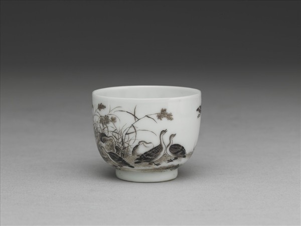 琺瑯彩赭墨蘆雁酒鍾