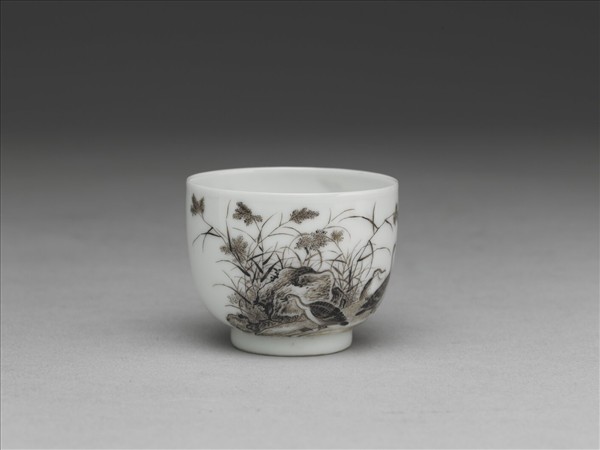 琺瑯彩赭墨蘆雁酒鍾