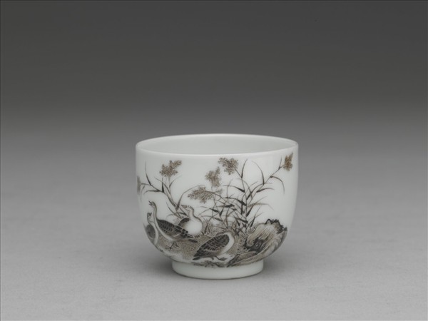 琺瑯彩赭墨蘆雁酒鍾