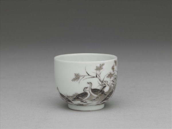 琺瑯彩赭墨蘆雁酒鍾