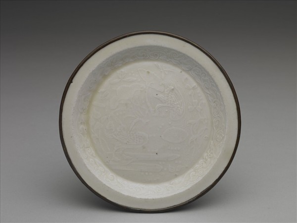 定窯 白瓷印花鴛鴦紋盤