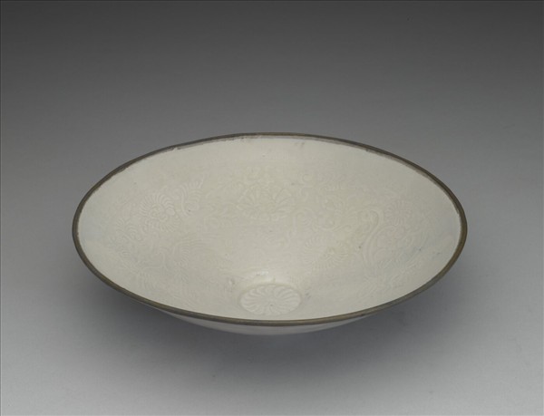 定窯 印花雙鳳穿花碗