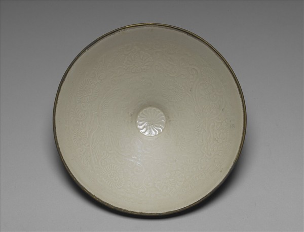 定窯 印花雙鳳穿花碗