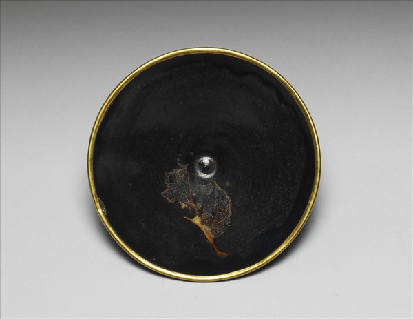 吉州窯 烏金釉葉紋碗