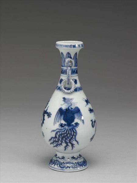 青花龍鳳雙耳環瓶