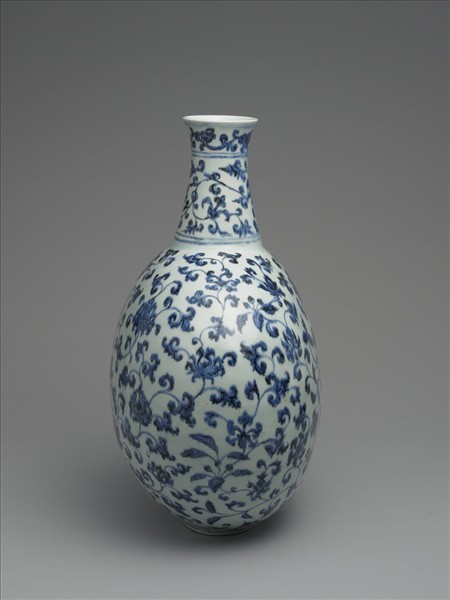 青花花卉紋扁壺