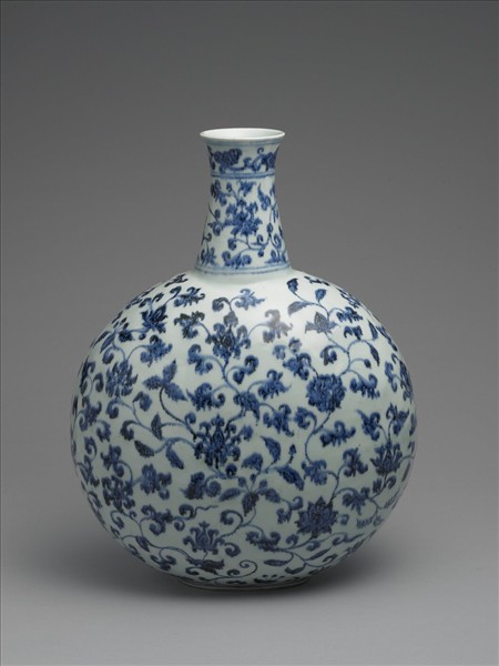 青花花卉紋扁壺