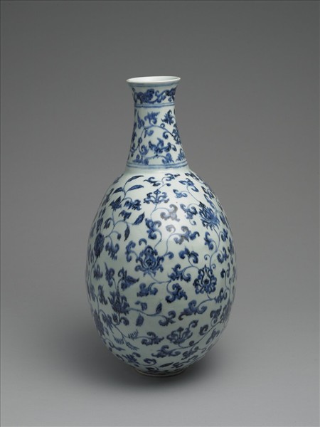 青花花卉紋扁壺