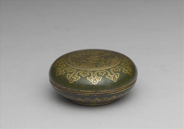 茶葉末釉描金銀盒