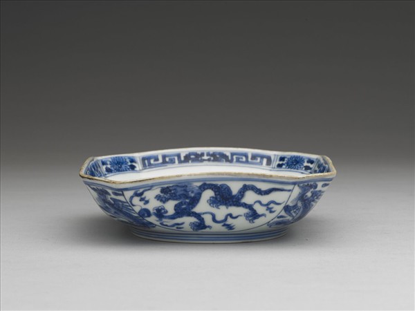 青花龍鳳四方盤