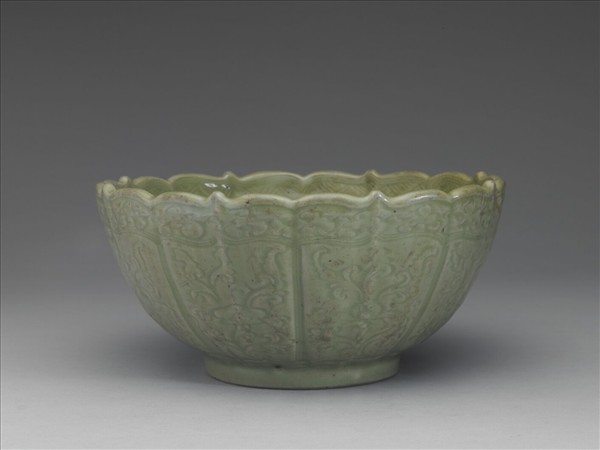 處州窯 蔥翠青蓮花式大碗